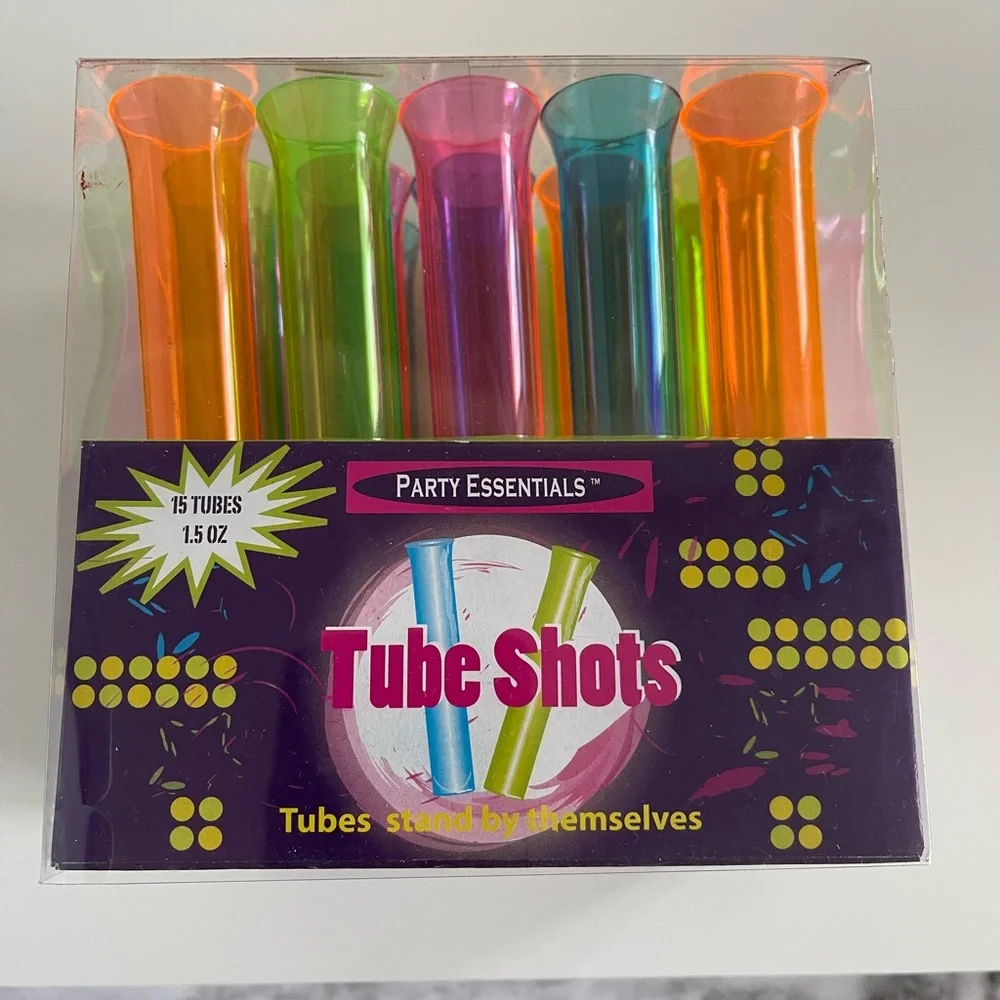 Party Essentials Tube Shots Plastic Assorted Neon 15 ct